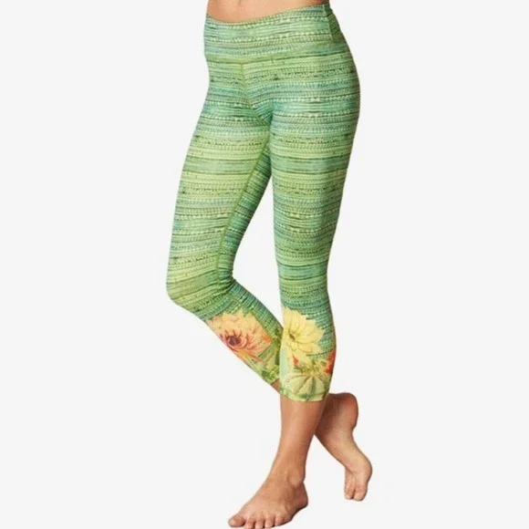 Prana Roxanne Printed Legging Size XS Bora Bay Cacti Green Artsy Athleisure - Picture 3 of 7